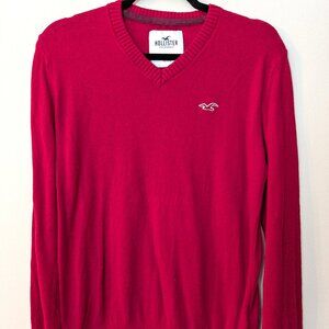 Hollister California Men's Red V-Neck Sweater – Size Medium
